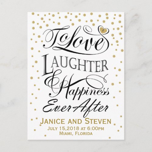 To love laughter and happiness ever after design invitation postcard