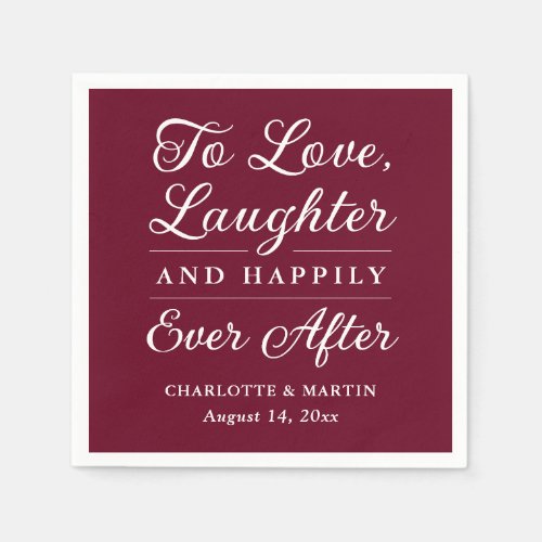 To Love Laughter Burgundy Wedding Napkins