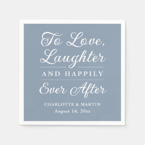 To Love Laughter Dusty Blue Wedding Napkins
