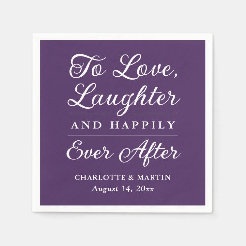 To Love Laughter Purple Wedding Napkins