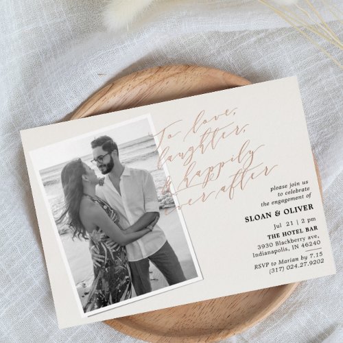 To Love Laughter Quote Picture Engagement Party Foil Invitation