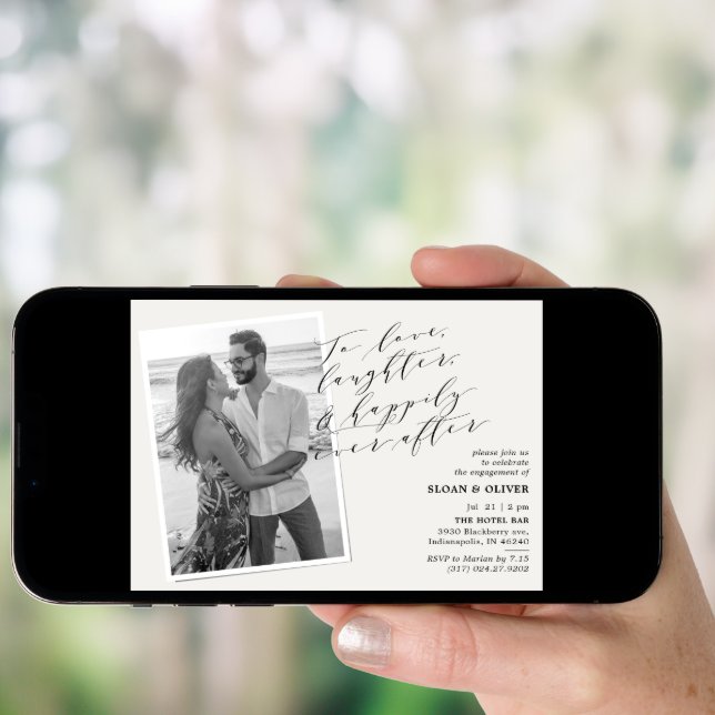 To Love Laughter Quote Picture Engagement Party Invitation (Front Digital)