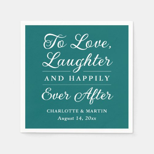 To Love Laughter Teal Wedding Napkins