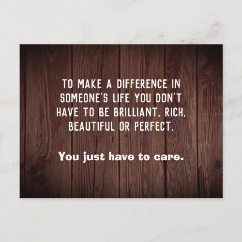 To make a difference in someones life wood postcard