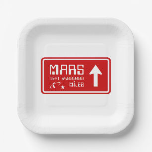 To Mars Highway Sign Paper Plates