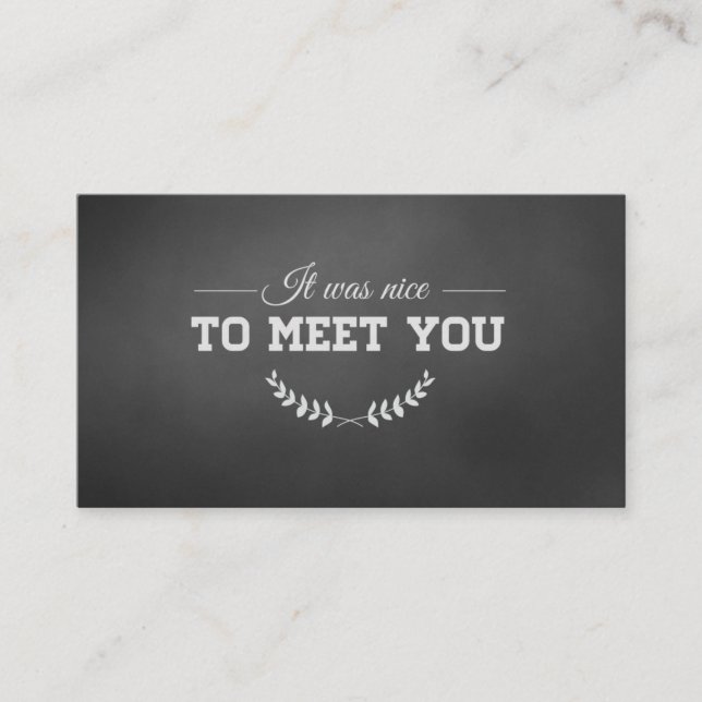 To meet you  Black Business Card (Front)