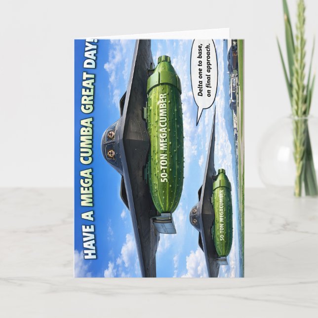 To mega, funny birthday greeting card (Front)