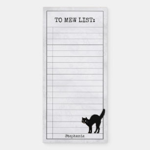 To MEW List:  Black Cat Silhouette Gray BG Magnetic Notepad