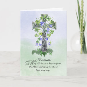 To Minister St Patricks Day Celtic Cross Shamrock Card