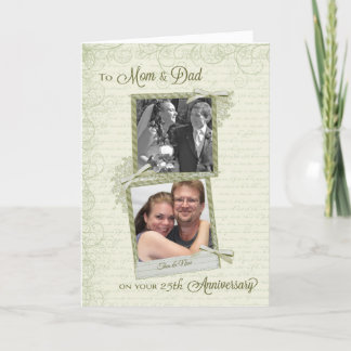 To Mom & Dad on __th Anniversary-Custom Then & Now Card