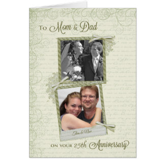 To Mom & Dad on __th Anniversary-Custom Then & Now Card