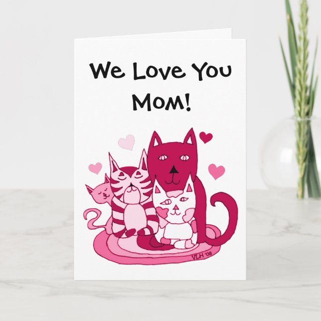 To Mom From The Cats Valentine's Day Holiday Card (Front)