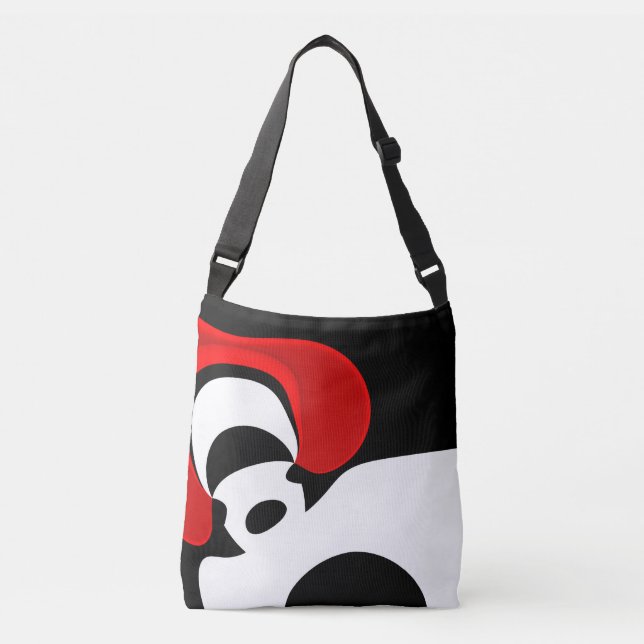 To Mr. Redd: Abstract Black, White & Red Crossbody Bag (Front)