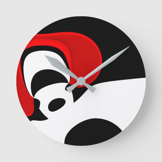 To Mr. Redd: Abstract Black, White & Red Round Clock (Front)