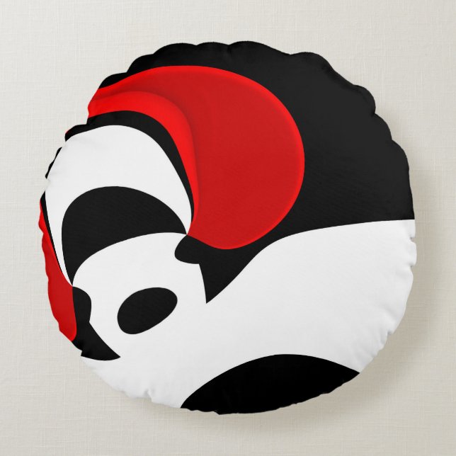 To Mr. Redd: Abstract Black, White & Red Round Pillow (Front)