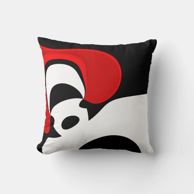 To Mr. Redd: Abstract Black, White & Red Throw Pillow (Front)