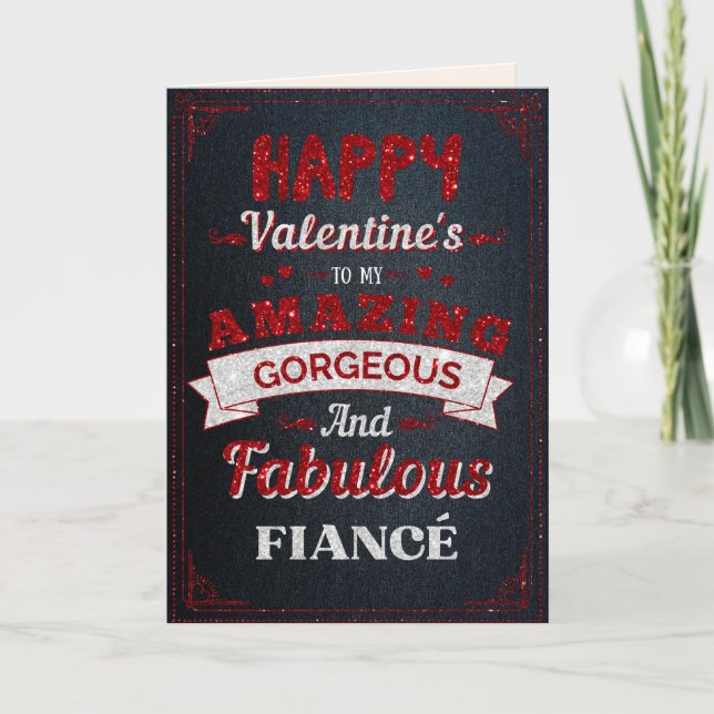 To My Amazing Fiancé Glitter Valentine Card (Front)
