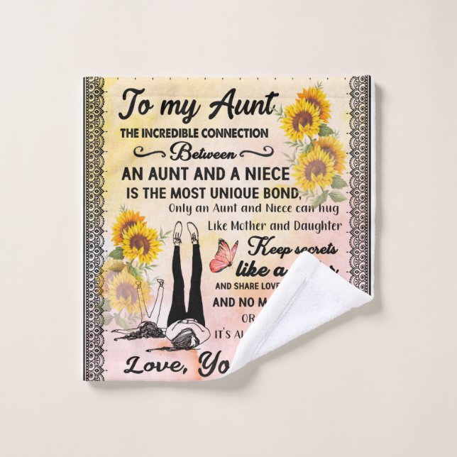 To My Aunt From Niece Sunflower Lover Gift Wash Cloth (Wash Cloth)