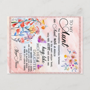 To My Aunt Gift, Butterfly Gift From Niece Announcement Postcard