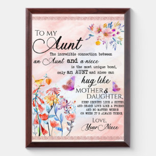 To My Aunt Gift, Butterfly Gift From Niece Award Plaque