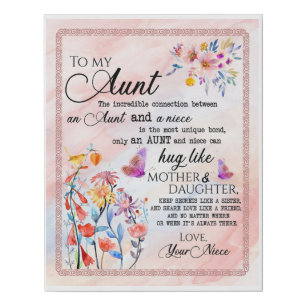 To My Aunt Gift, Butterfly Gift From Niece Faux Canvas Print