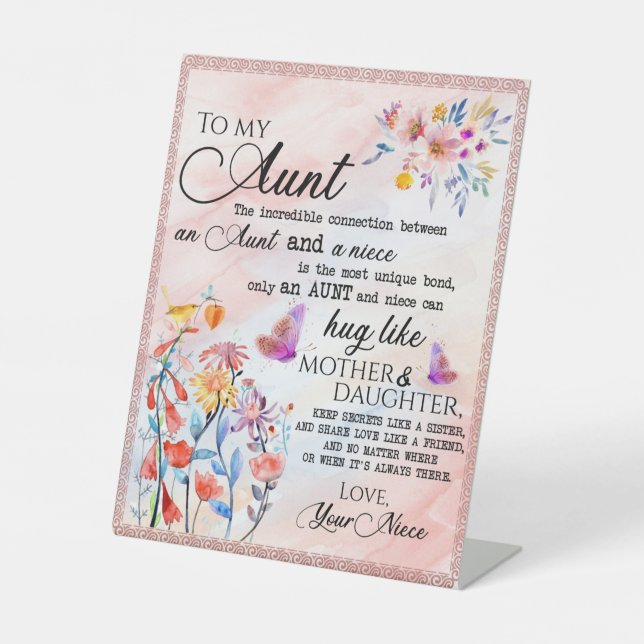 To My Aunt Gift, Butterfly Gift From Niece Pedestal Sign (Front)