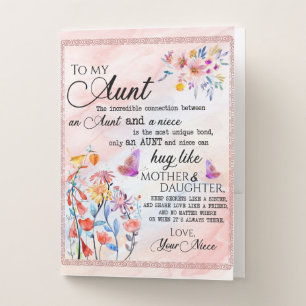 To My Aunt Gift, Butterfly Gift From Niece Pocket Folder