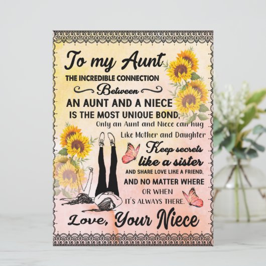 To My Aunt Gift, Sunflower Gift From Niece (Standing Front)