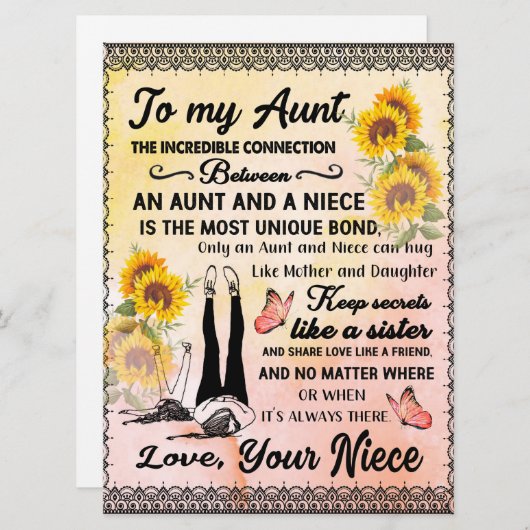 To My Aunt Gift, Sunflower Gift From Niece (Front/Back)