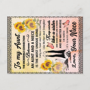 To My Aunt Gift, Sunflower Gift From Niece Announcement Postcard