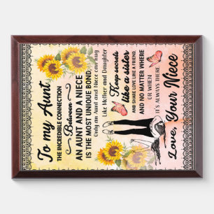 To My Aunt Gift, Sunflower Gift From Niece Award Plaque