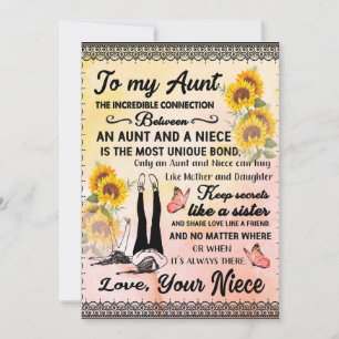 To My Aunt Gift, Sunflower Gift From Niece Holiday Card