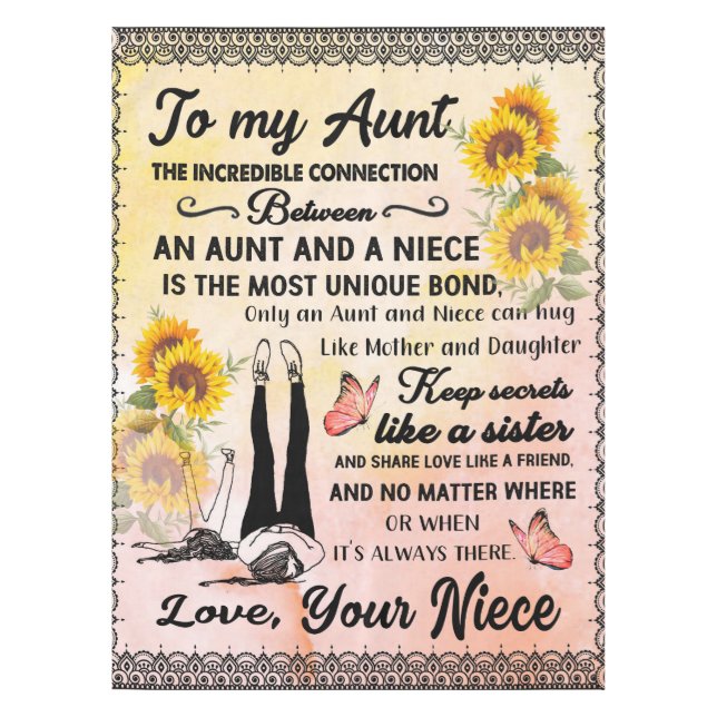 To My Aunt Gift, Sunflower Gift From Niece Tablecloth (Front)