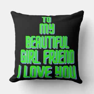 To My Beautiful Girlfriend I Love You Xmas Black Throw Pillow