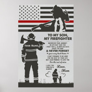to my beautiful mom firefighter, mothers day gifts poster
