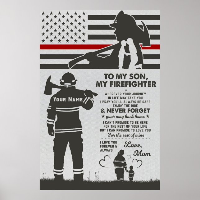 to my beautiful mom firefighter, mothers day gifts poster (Front)