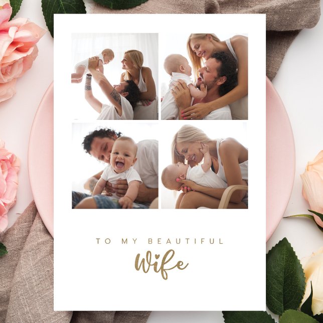 To My Beautiful Wife 4 Photo Layout Mother's Day Card (To My Beautiful Wife 4 Photo Layout Mother's Day Card)