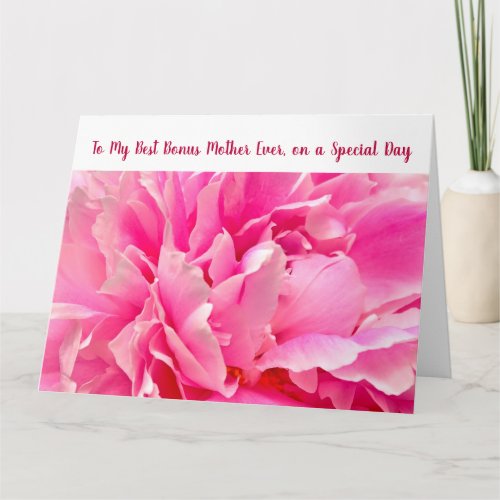 To My Best Bonus Mom Ever Love Peony Mothers Day Card