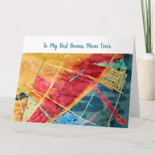 To My Best Bonus Mom Ever Watercolor + Wax Art Card