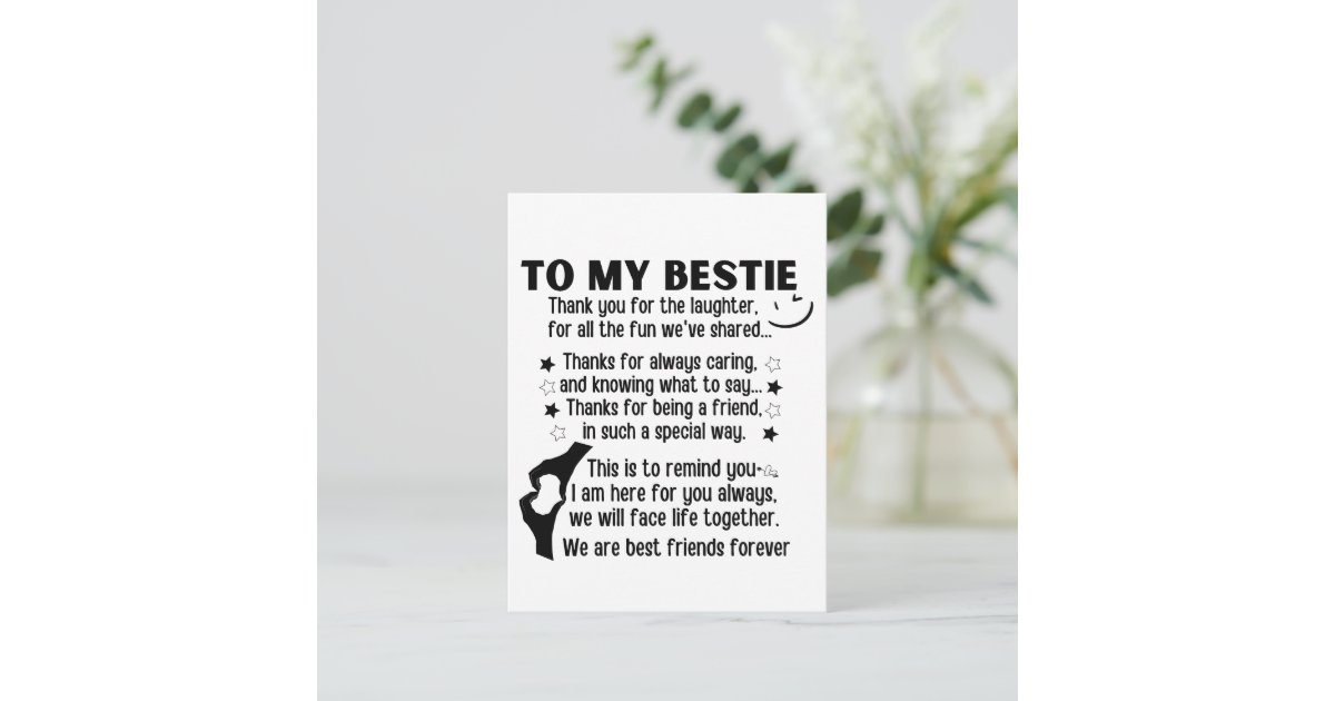 To My Bestie We Are Best Friends Forever Postcard | Zazzle
