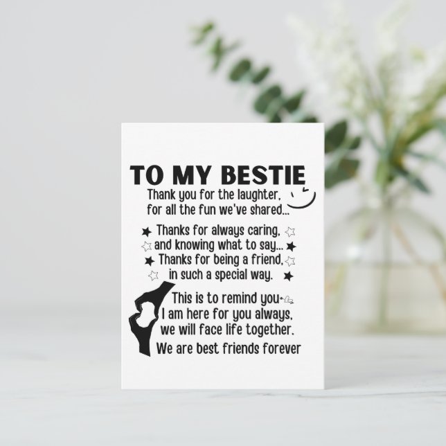 To My Bestie We Are Best Friends Forever Postcard (Standing Front)