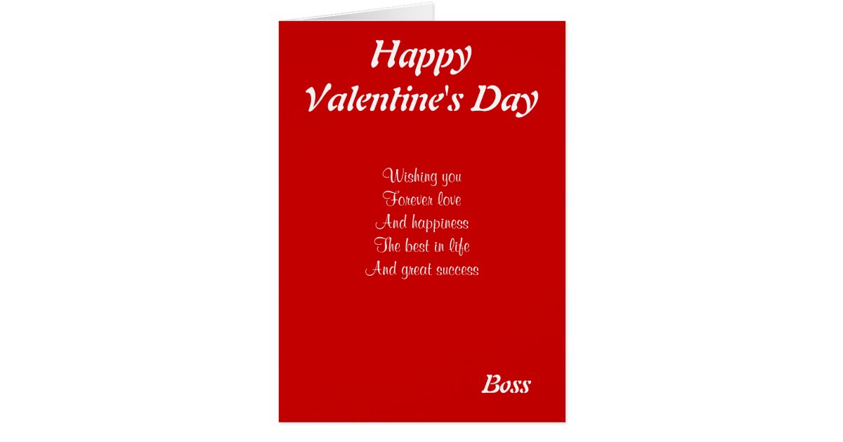 To my boss on valentine's day card Zazzle