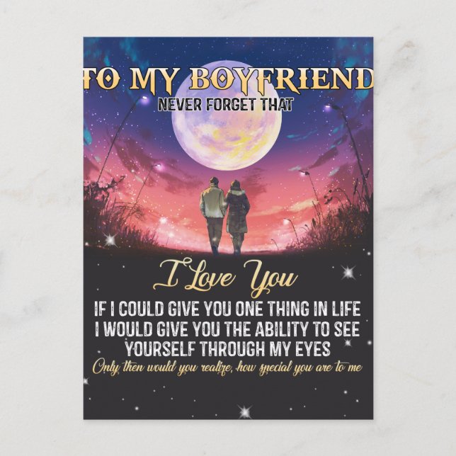 To My Boyfriend I Love You Announcement Postcard (Front)