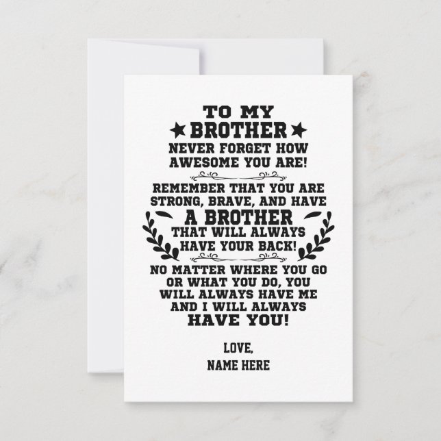 To My Brother gift From Brother with Custom Name Thank You Card (Front)