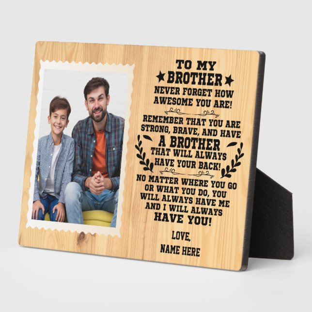 To My Brother gift From Brother with Custom Photo Plaque (Side)