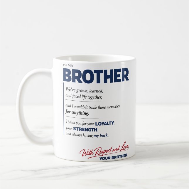 To My Brother: Loyalty, Strength & Love Quote Coffee Mug (Left)