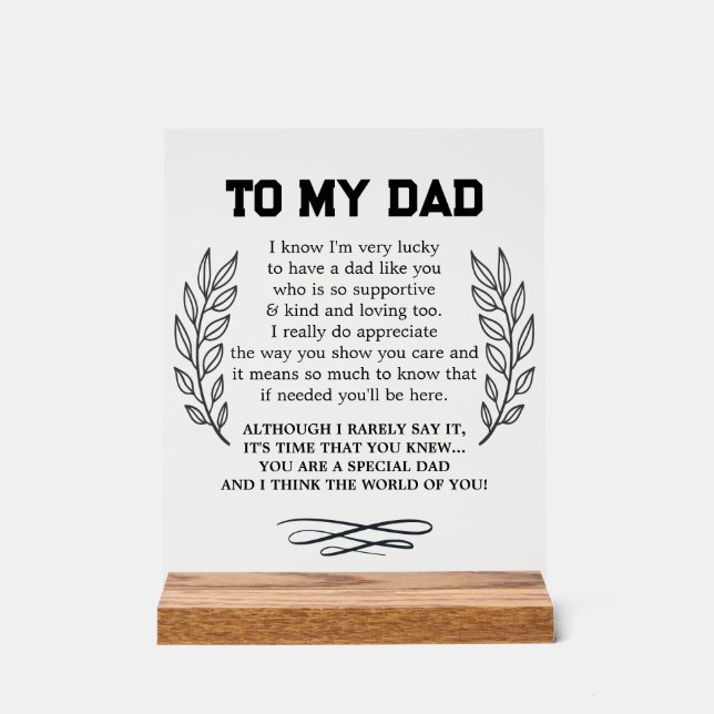 To My Dad Poem from Daughter Son Acrylic Sign (Front)