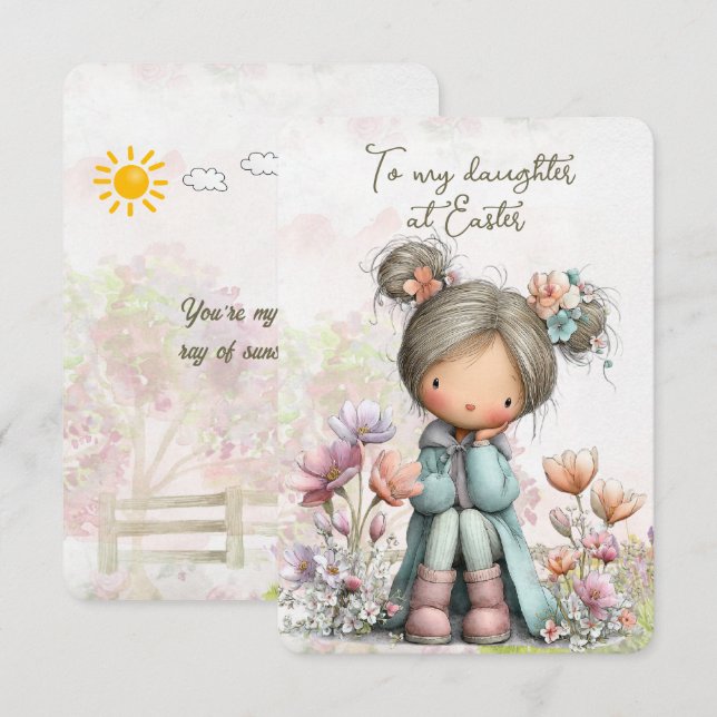 To my daughter at Easter Note Card (Front/Back)