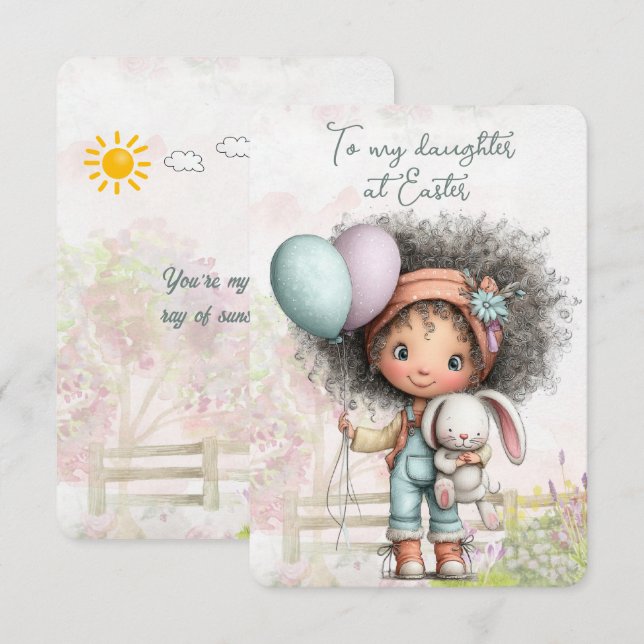 To my daughter at Easter Note Card (Front/Back)