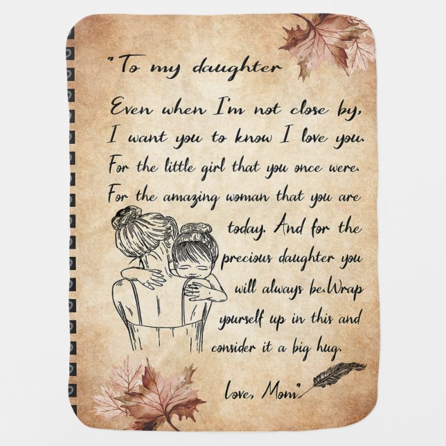 To My Daughter Birthday Gift, Cute Mom Baby Gift Blanket (Front)
